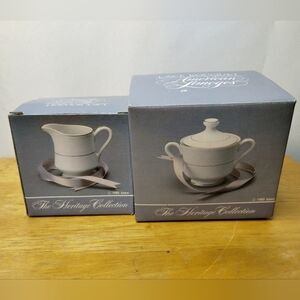 New Vintage 2pc Lace Bouquet American Limoges creamer and covered sugar dish